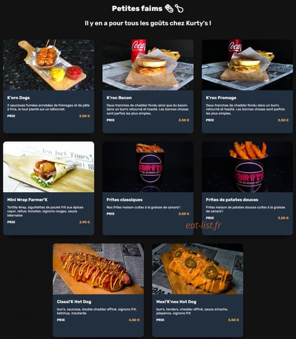 Kurty's Burger — carte page 7