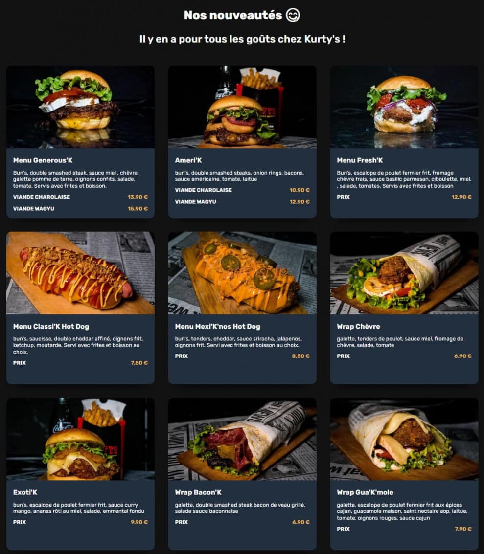 Kurty's Burger — carte page 5