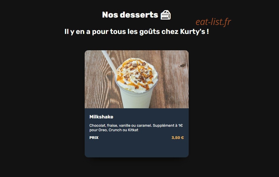 Kurty's Burger — carte page 8