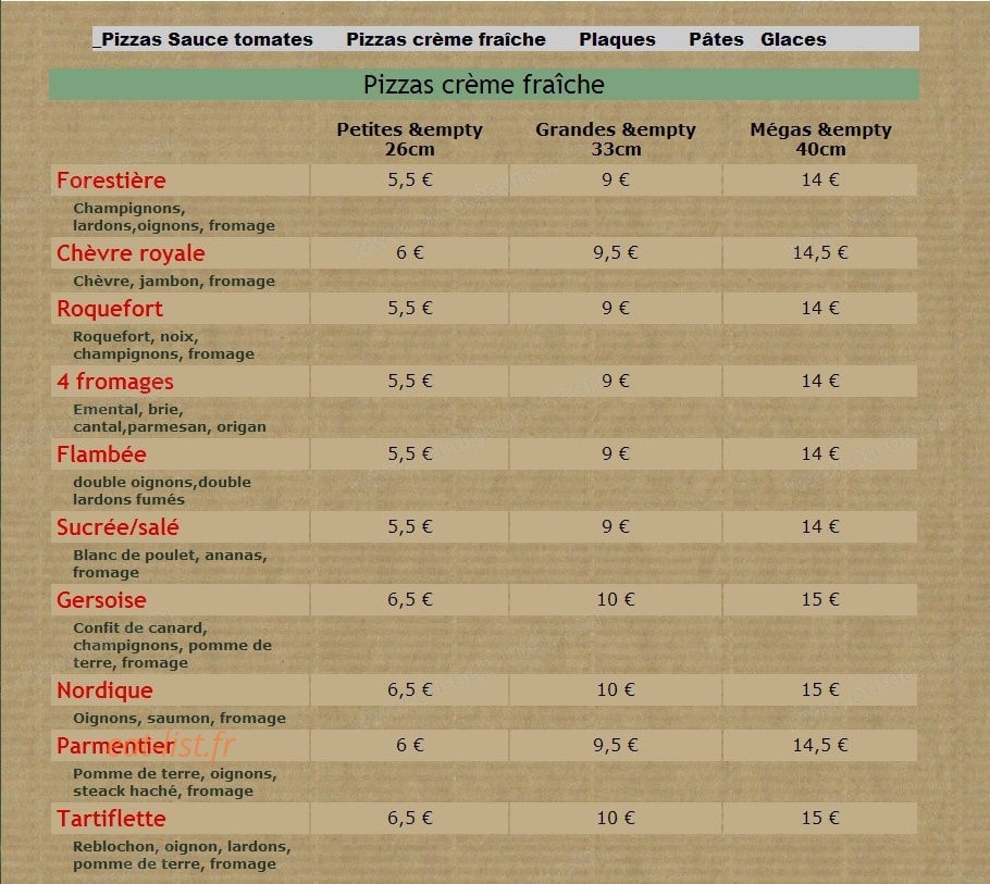 L'amoura pizza — carte page 2