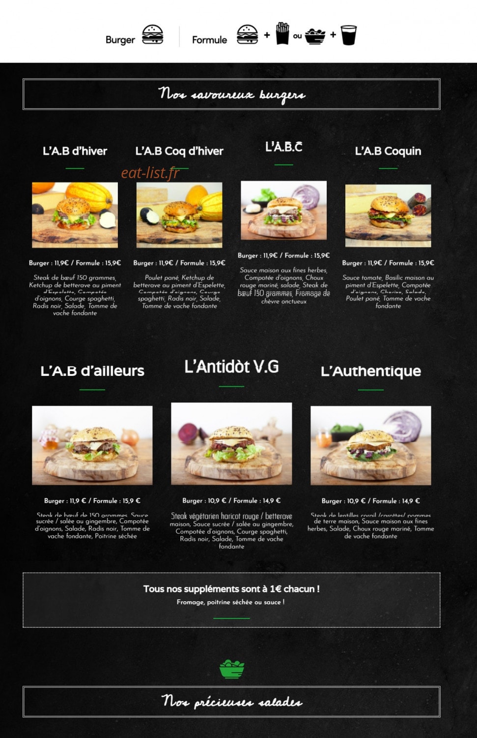 L'Antidot burger — carte page 1