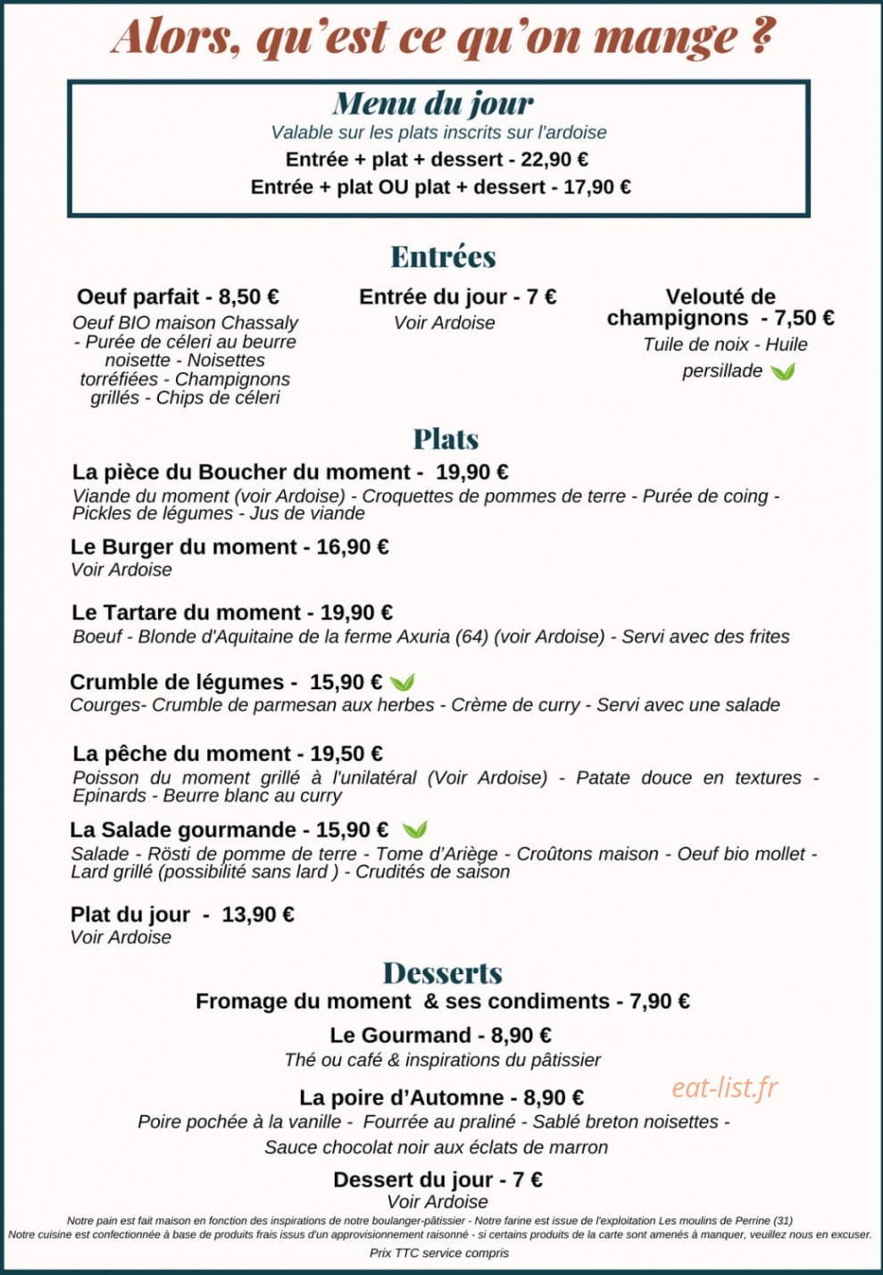 L' Assemblée Gourmande — carte page 1
