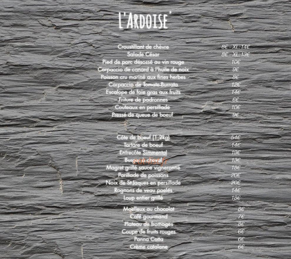 L'Atelier des Plats — carte page 2