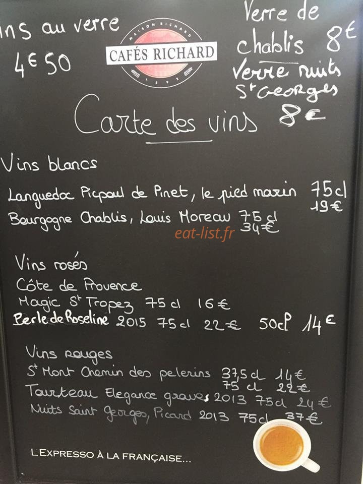Carte et menu de L'écume gourmande à Toulouse — les vins