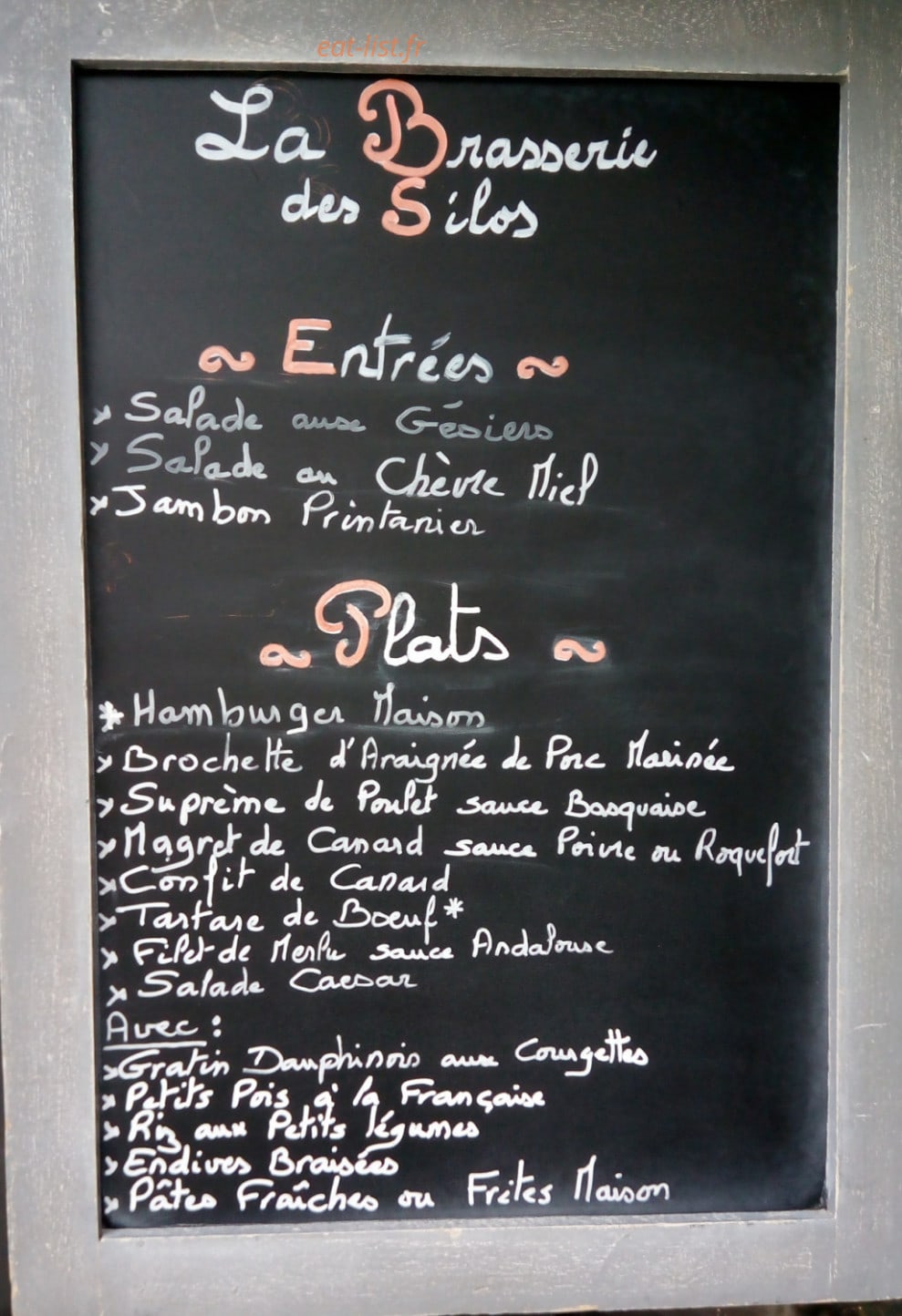 Carte et menu de La Brasserie Des Silos à Toulouse — Les entrées, plats