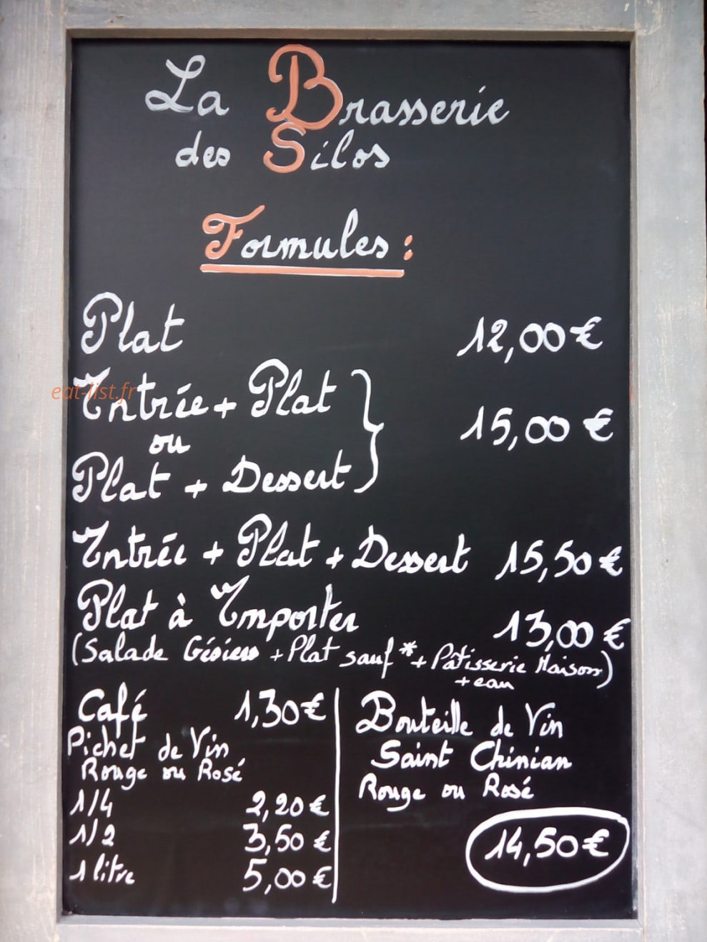 Carte et menu de La Brasserie Des Silos à Toulouse — Les formules