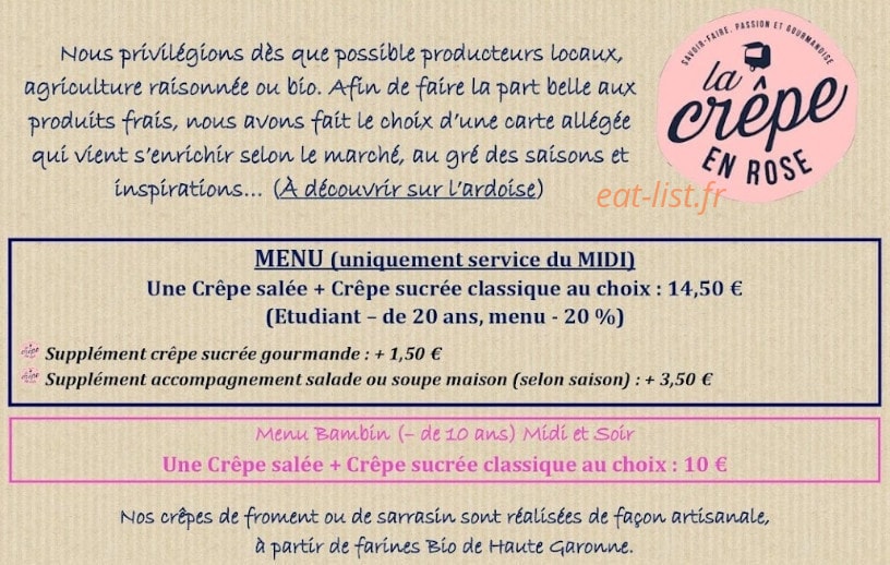 La Crepe En Rose — carte page 1