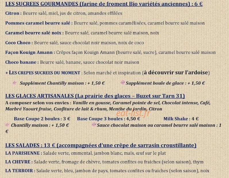 La Crepe En Rose — carte page 3