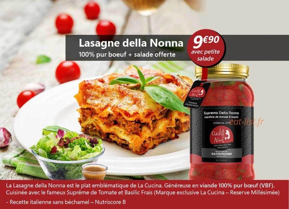 Carte et menu de La Cucina di Nino à Toulouse — Lasagne della Nonna