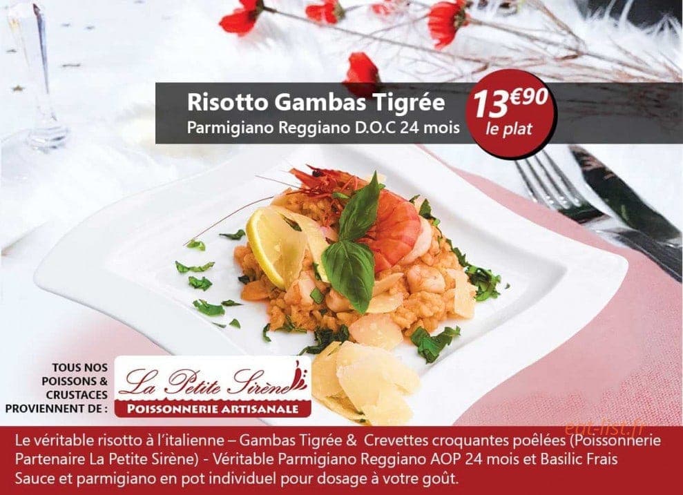 Carte et menu de La Cucina di Nino à Toulouse — Risotto gambas tigrée