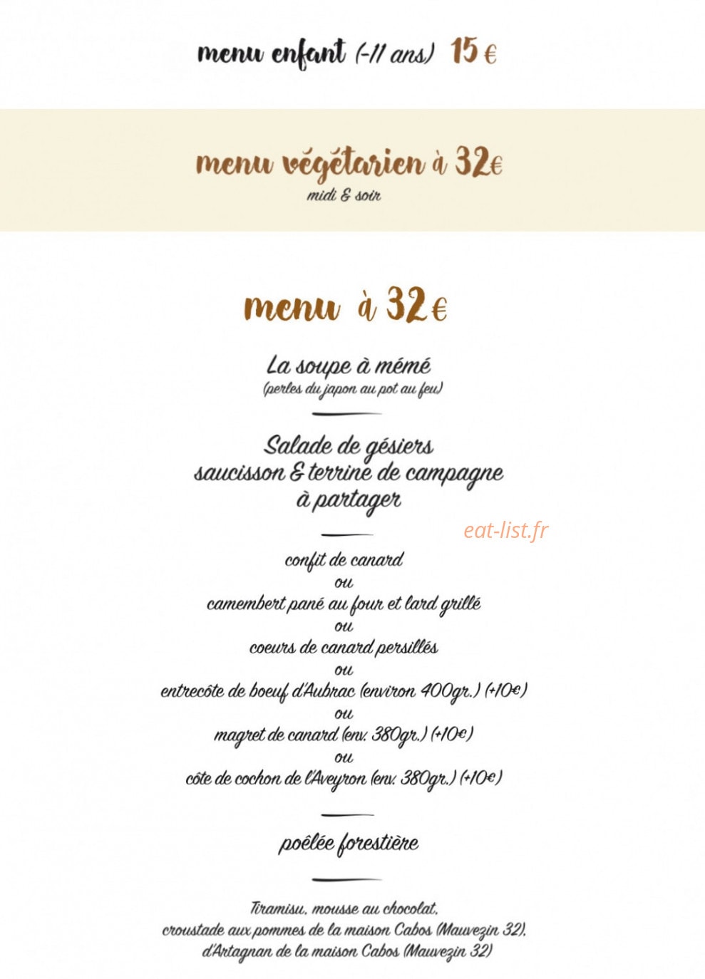 La cuisine à mémé — carte page 1