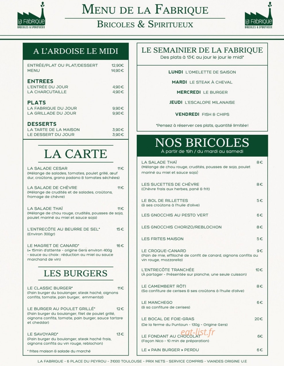La Fabrique — carte page 1