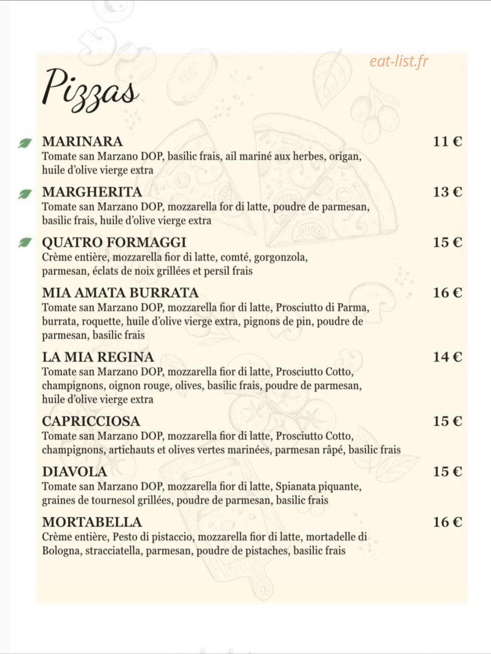 Carte et menu de La Familia à Toulouse — Les pizzas