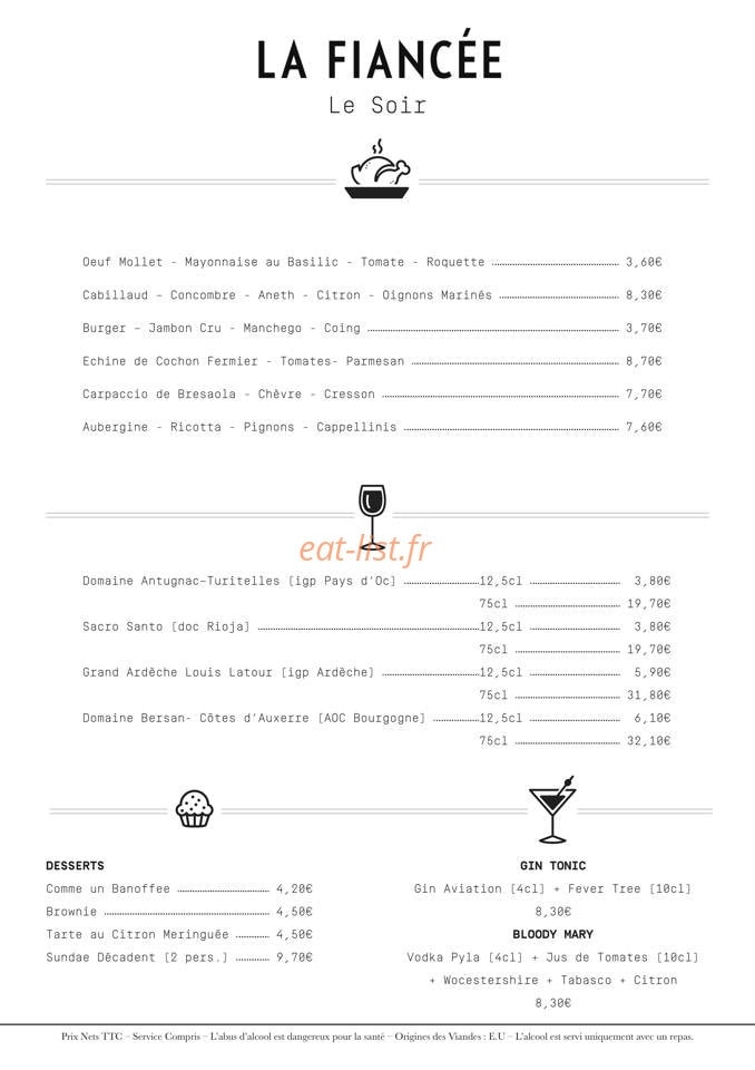 La Fiancée — carte page 1