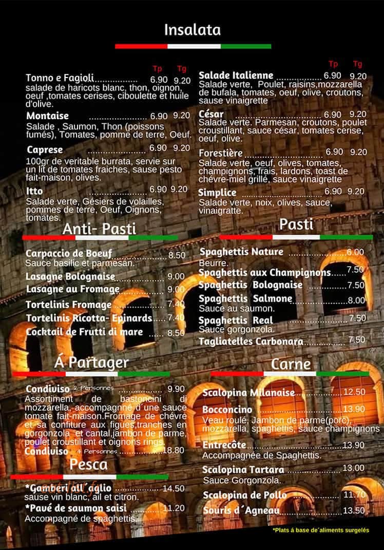 Carte et menu de La Grand' pizzeria à Toulouse — Insalata, antipasti, pasti,...