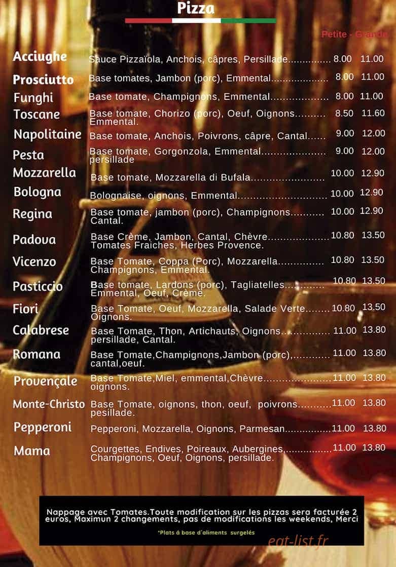 Carte et menu de La Grand' pizzeria à Toulouse — Pizzas