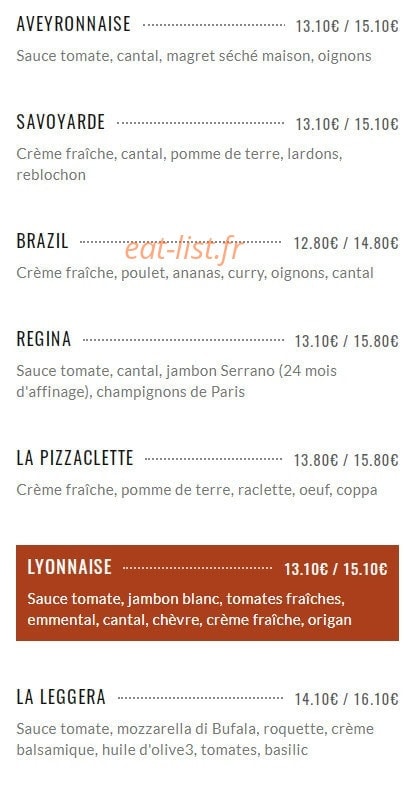 La Manufacture — carte page 4