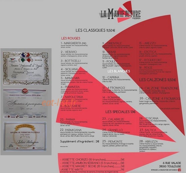 La Manufacture — carte page 1