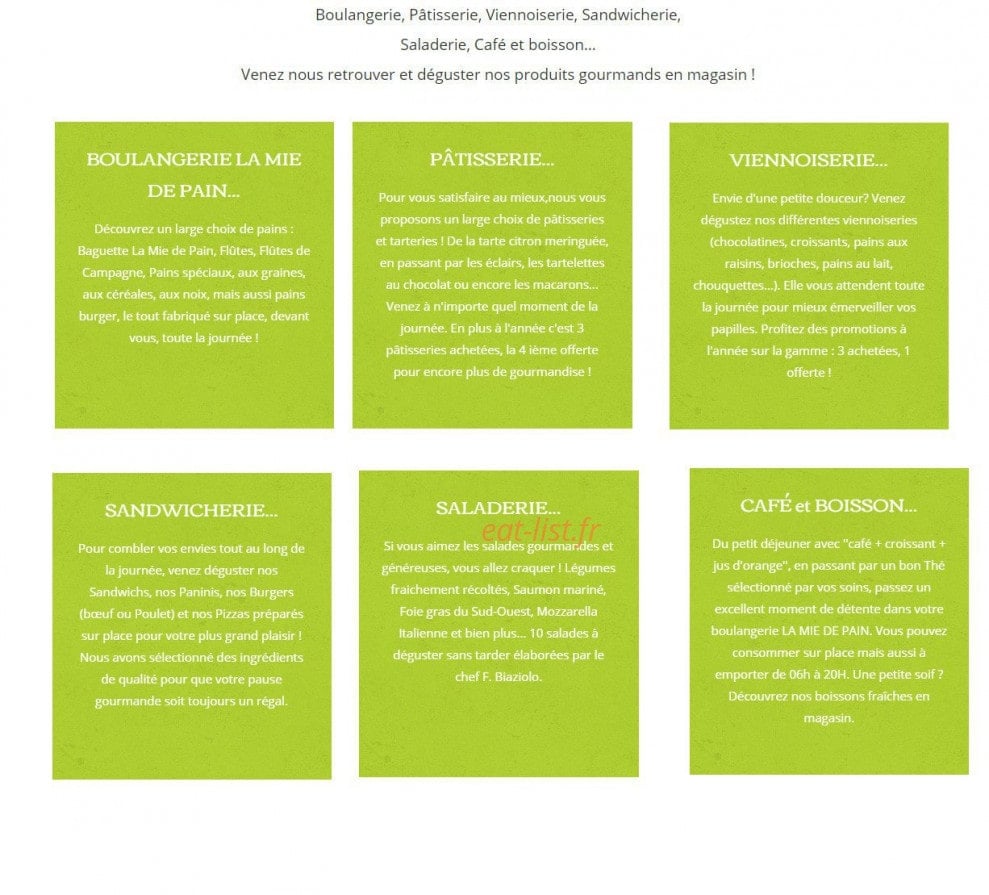 La Mie de Pain — carte page 1
