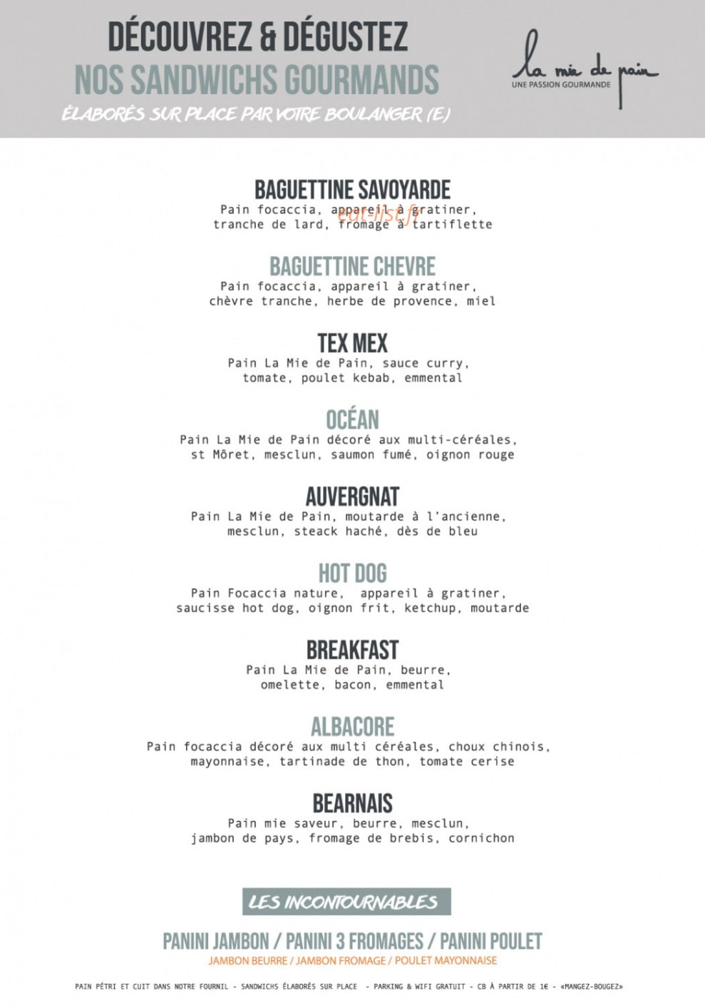 La Mie de Pain — carte page 1