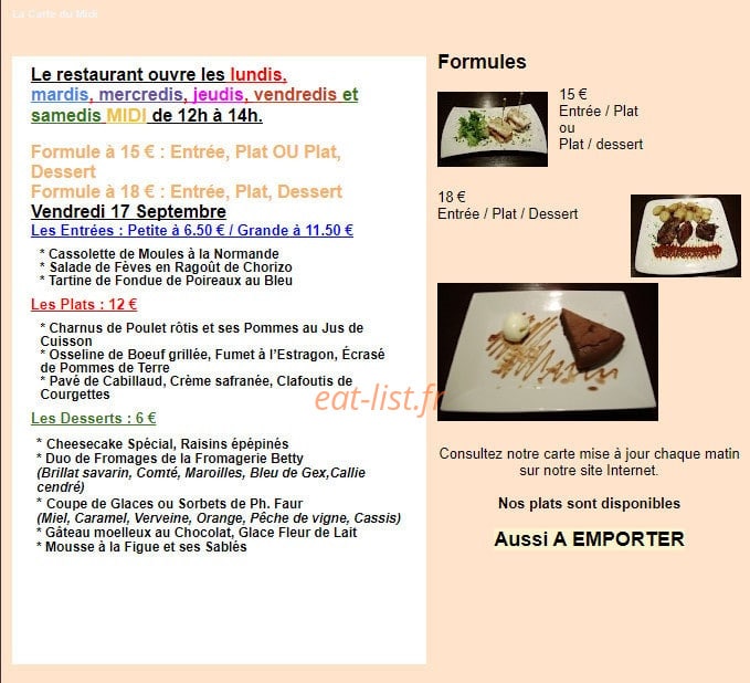 La Mignardise — carte page 1