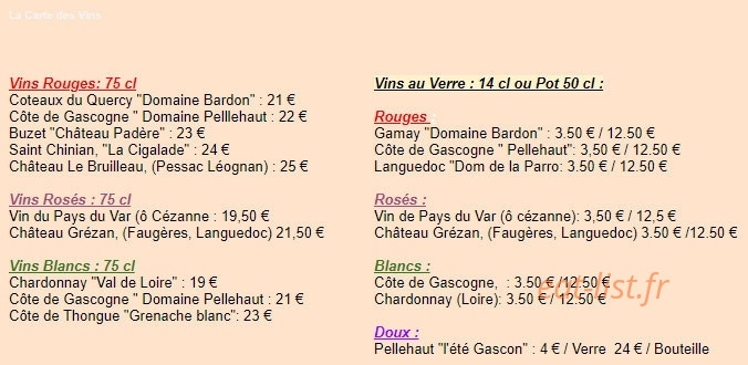 La Mignardise — carte page 3