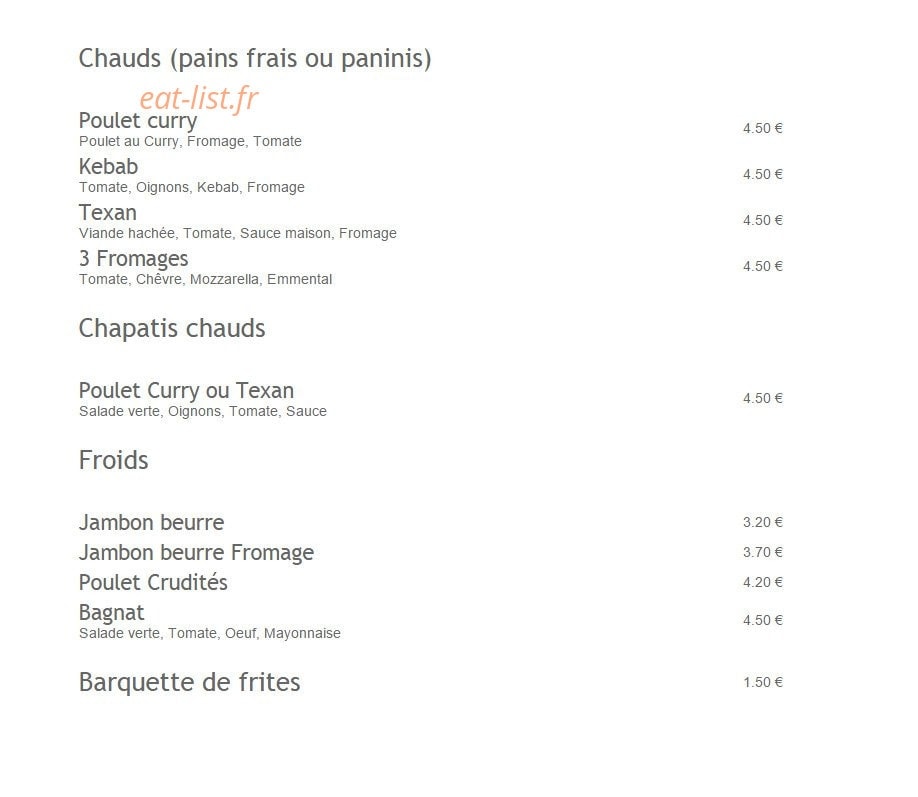 La Pause d' Emilie — carte page 4