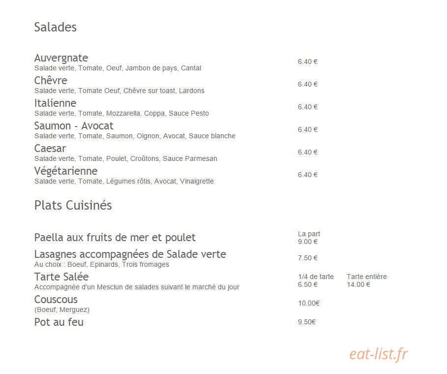 La Pause d' Emilie — carte page 3