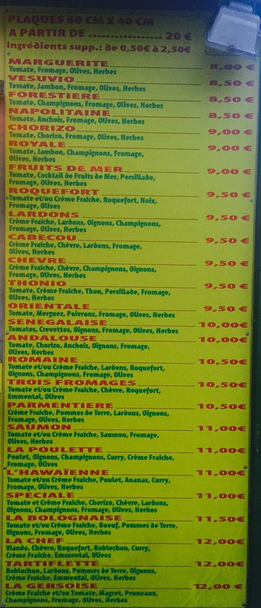 La Pizza Romaine — carte page 1