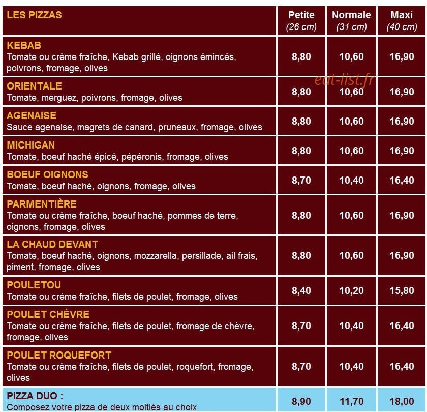 La Pizzathèque — carte page 3