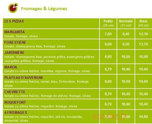 La Pizzathèque — carte page 1