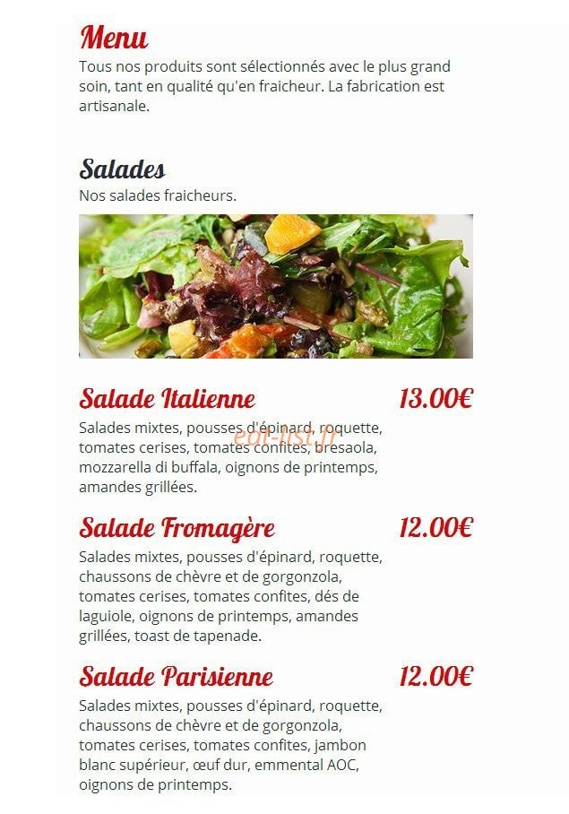 La Pizzeria Saint Pierre — carte page 1