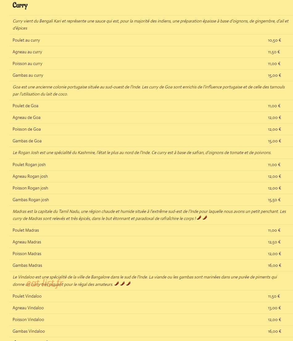 La Rajasthani — carte page 3