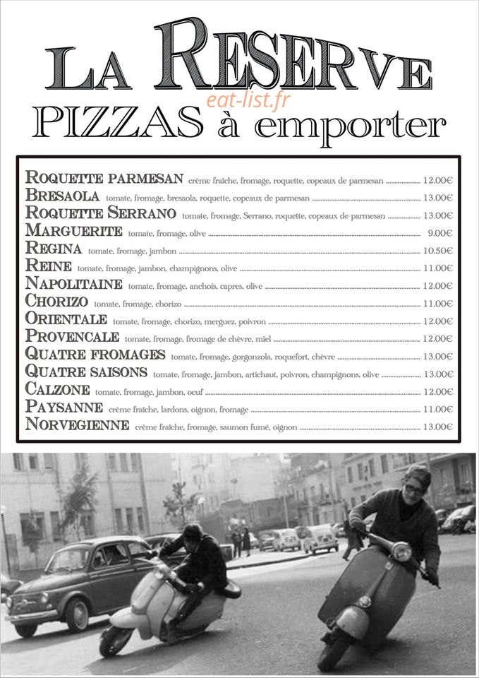 La Reserve — carte page 1