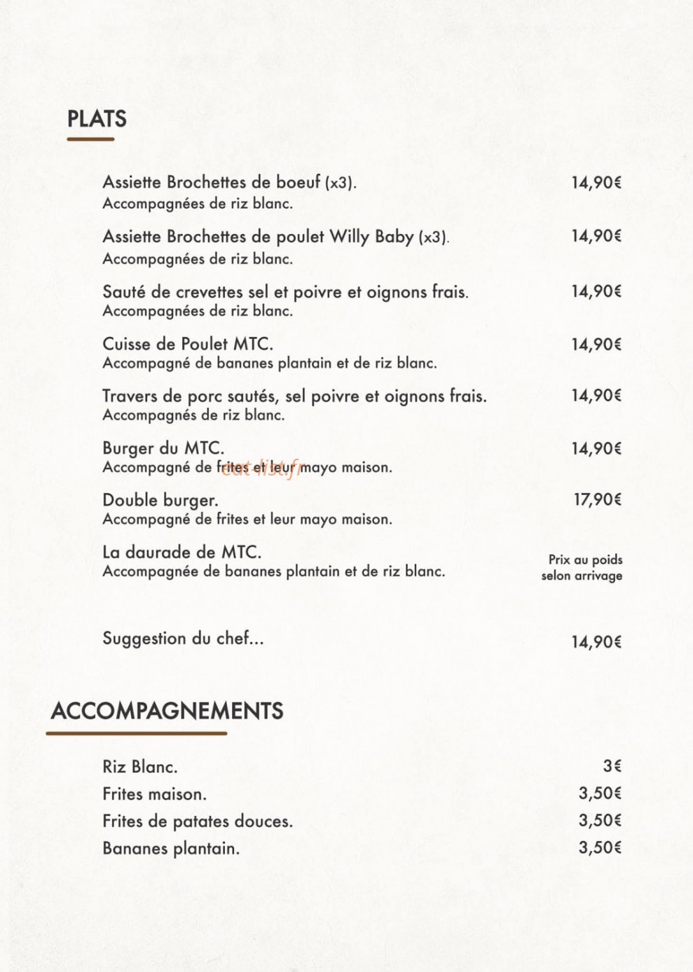 La Suite by mets'tissés — carte page 1