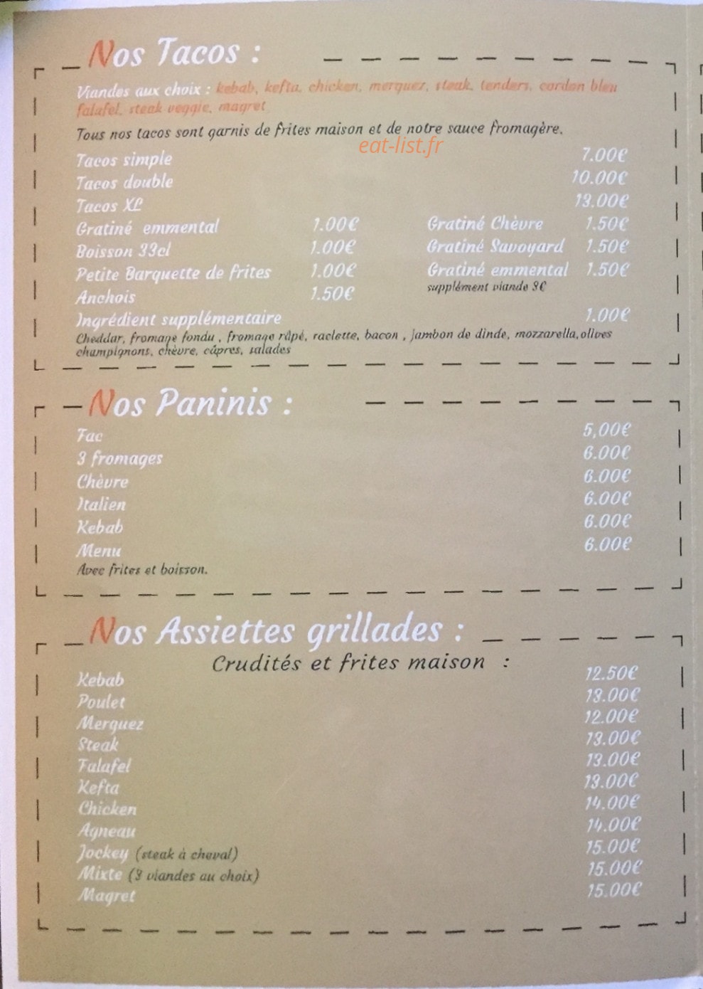 La Suite Tacos — carte page 2