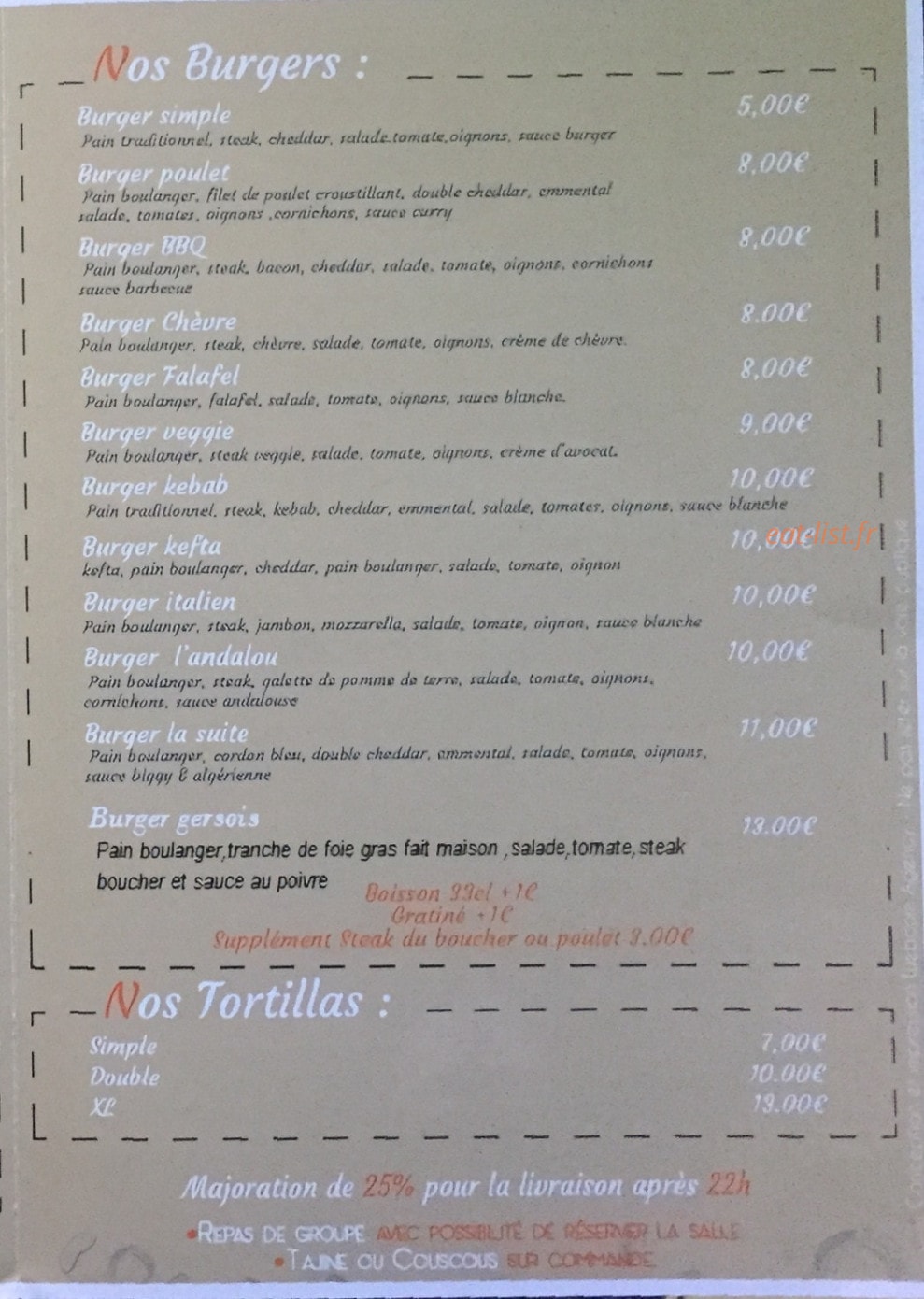 La Suite Tacos — carte page 3