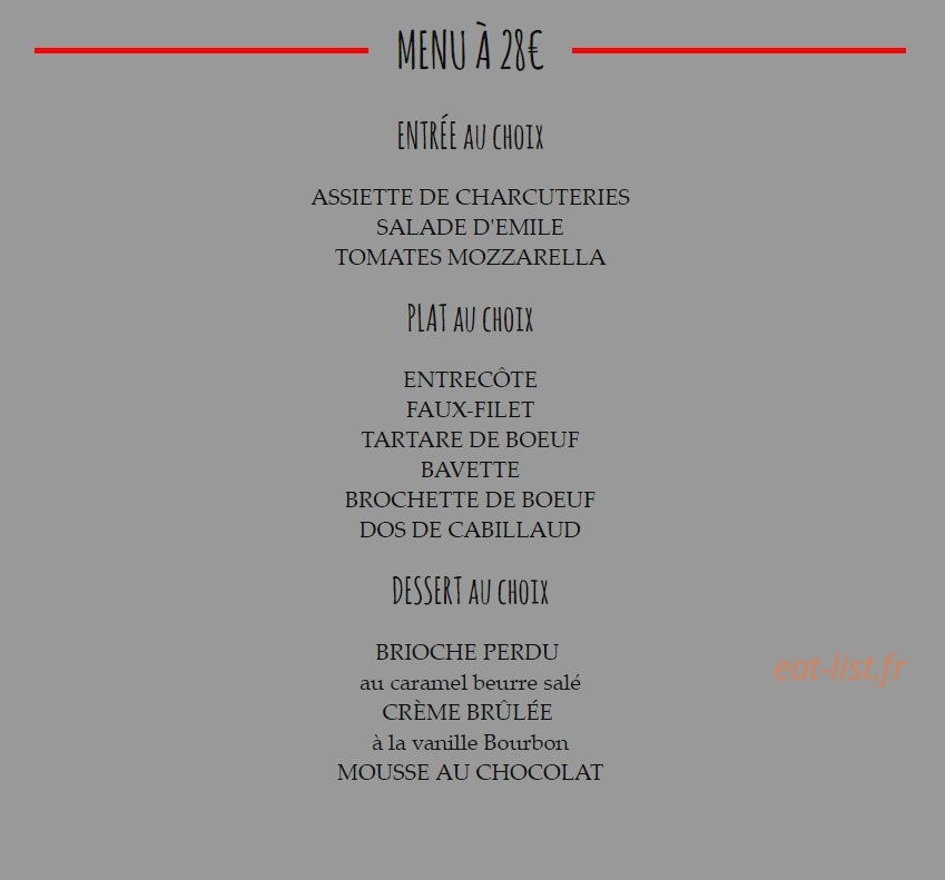 La Table d'Emile — carte page 2