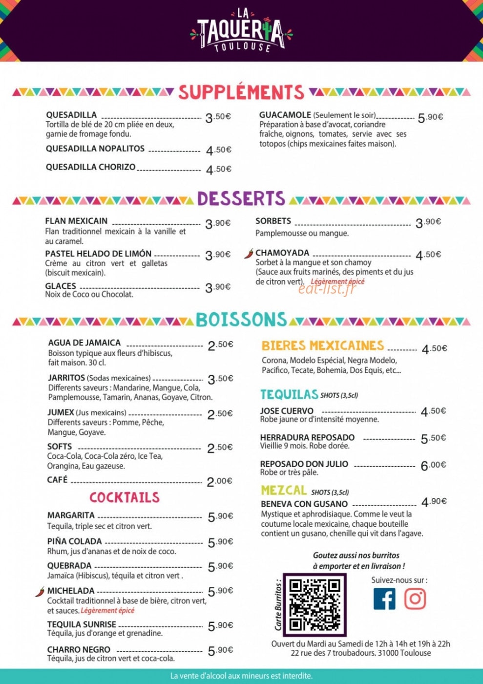 La Taqueria — carte page 2