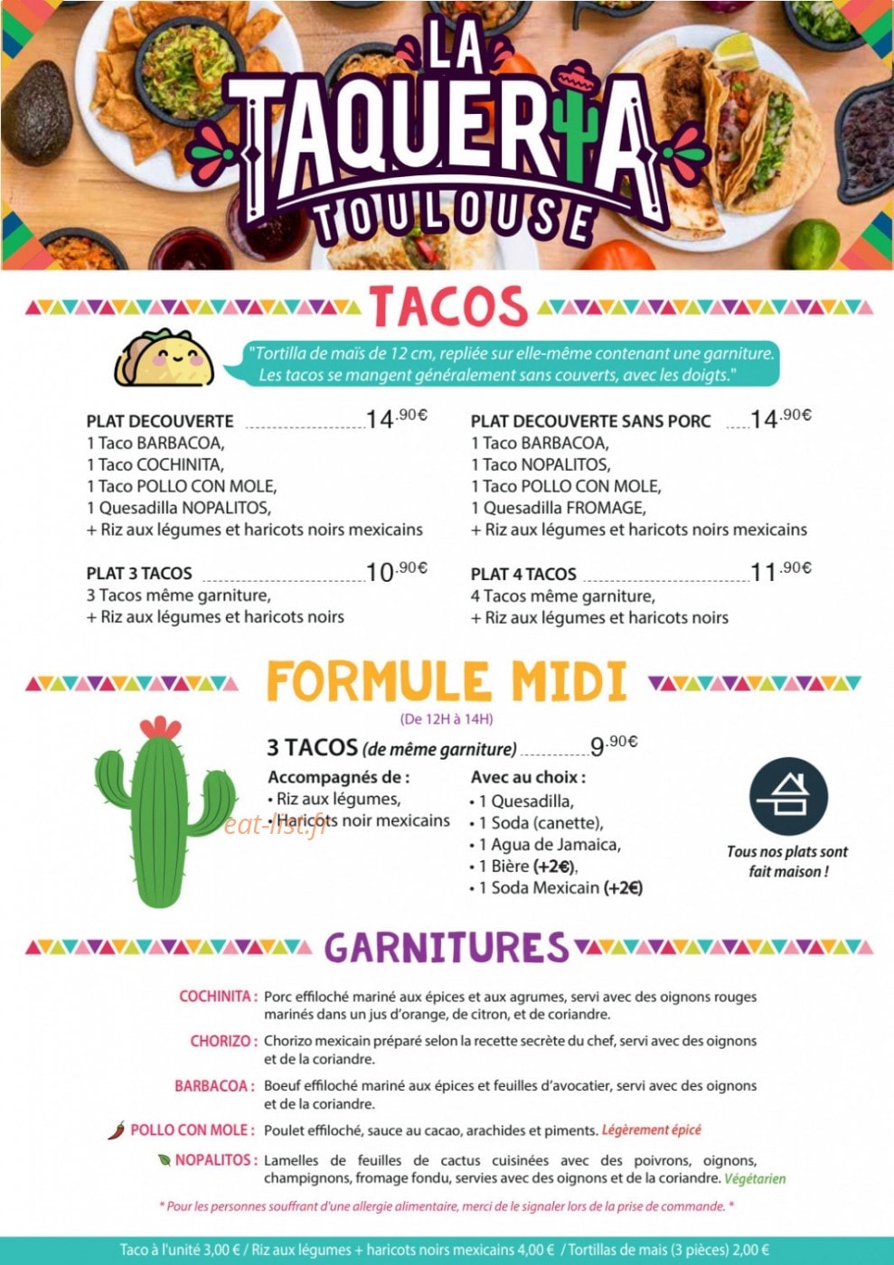 La Taqueria — carte page 1