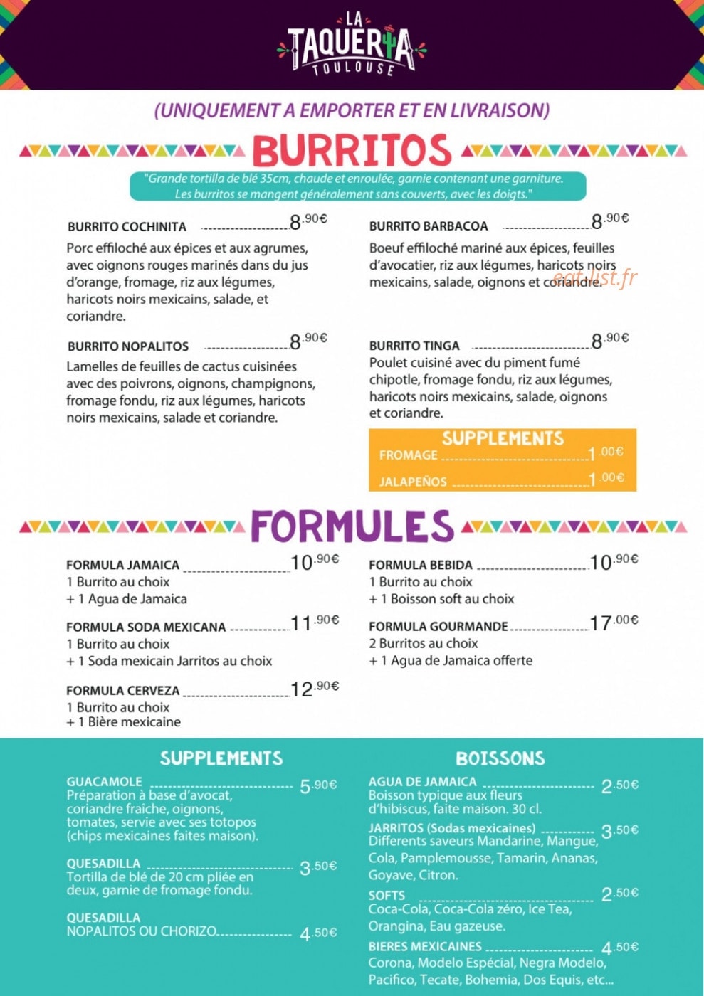 La Taqueria — carte page 3