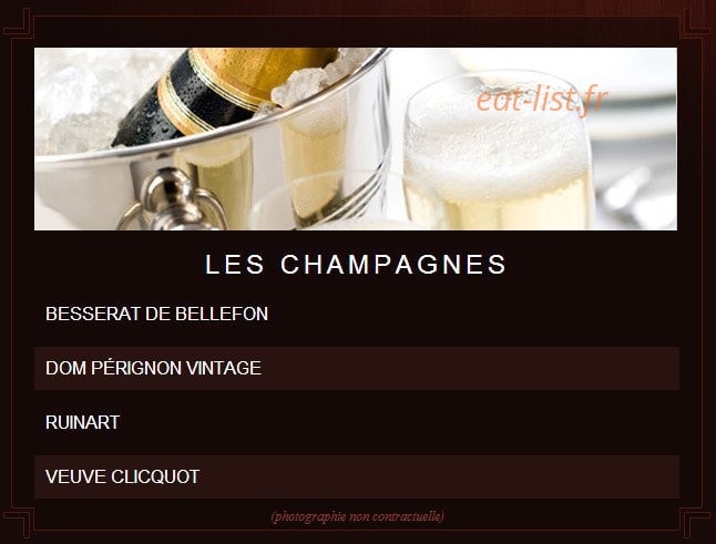 Carte et menu de la villa des oliviers à Toulouse — Les champagnes