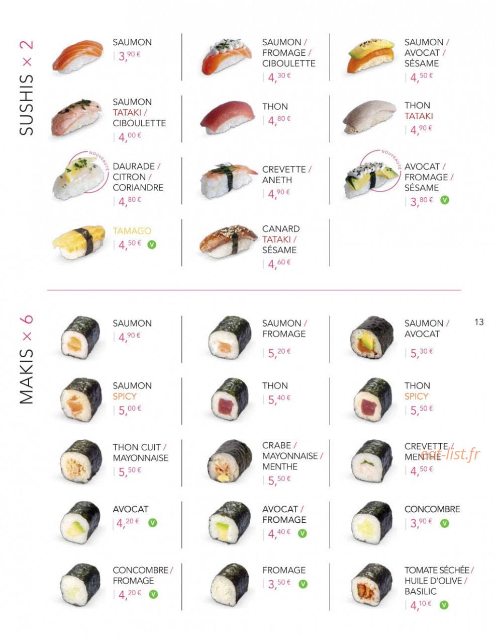 Lady Sushi — carte page 11