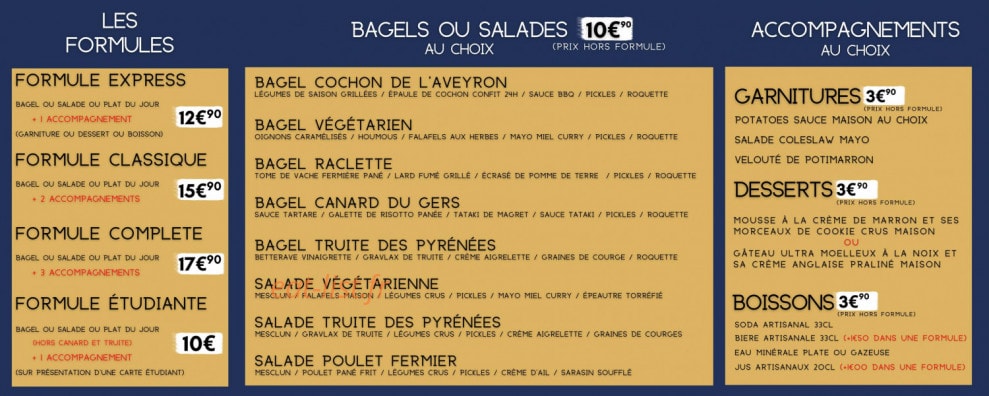 Le Bagel Français — carte page 1