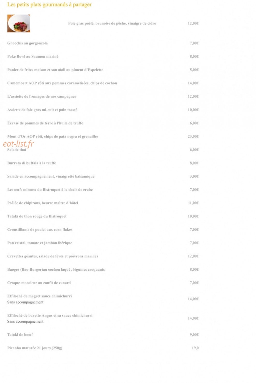 Le Bistroquet à la une — carte page 4