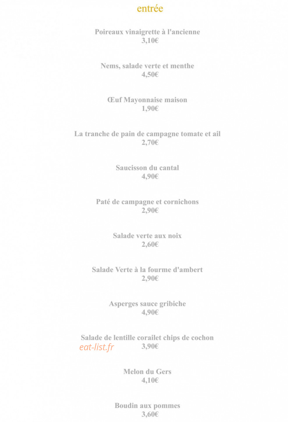 Le Bistroquet à la une — carte page 1
