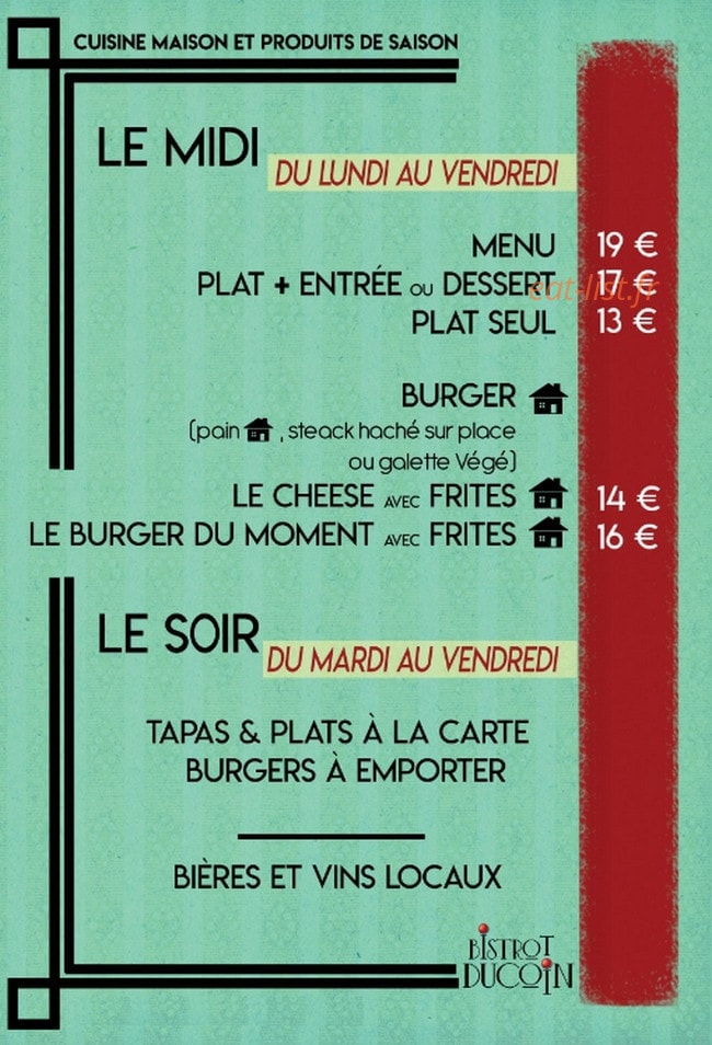 Le bistrot du coin — carte page 1