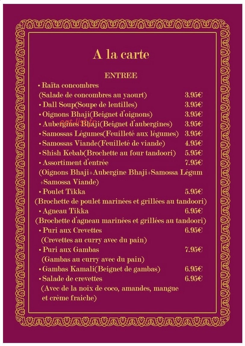 Le Bombay — carte page 1