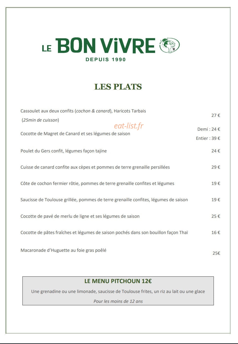 Le Bon Vivre — carte page 2