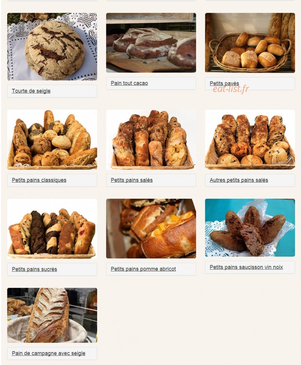 Carte et menu de Le Boulangerie Saint-Georges à Toulouse — Pains suite
